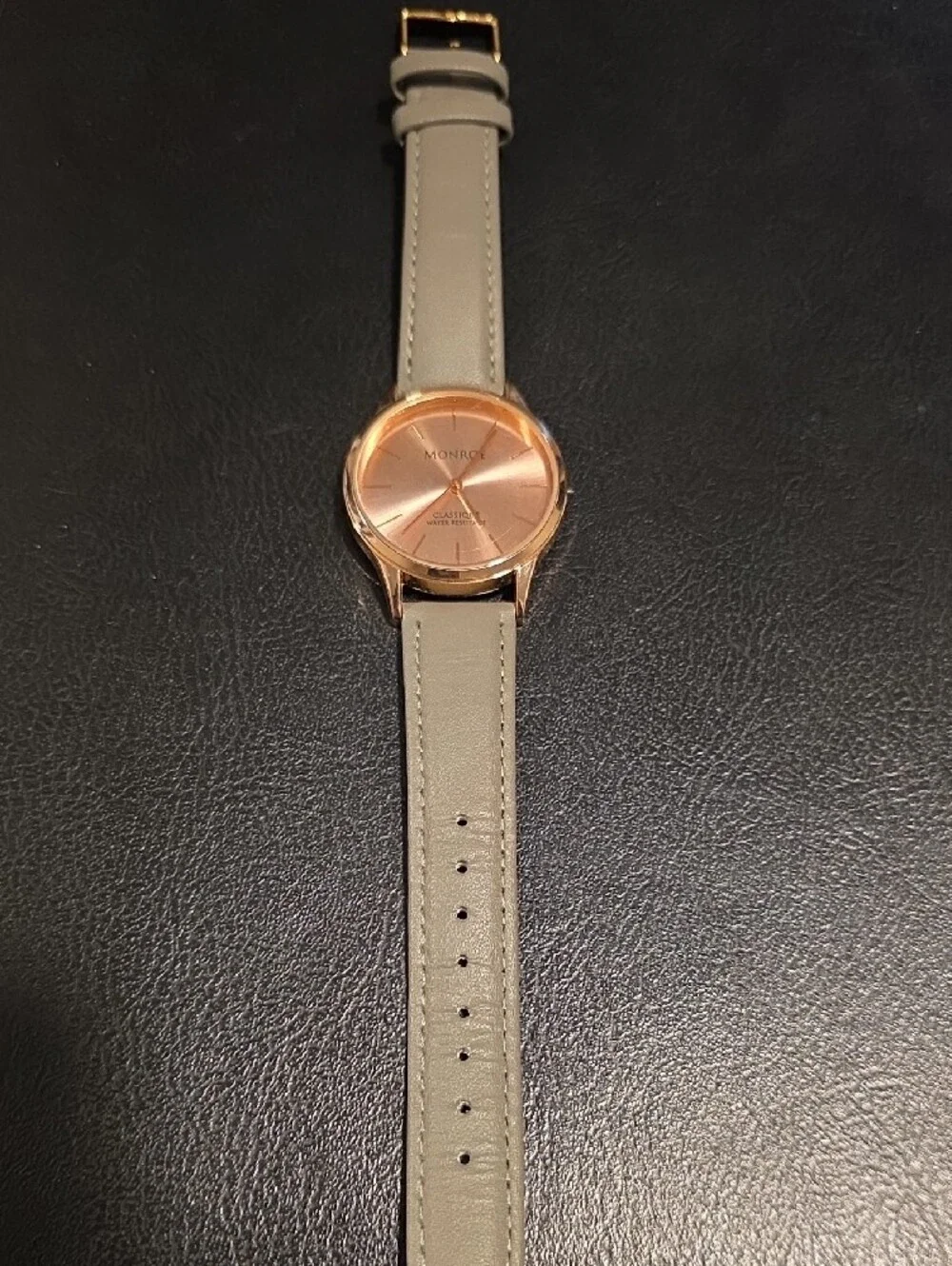 Classique Rose Gold Dial Womens Watch - Gray Strap